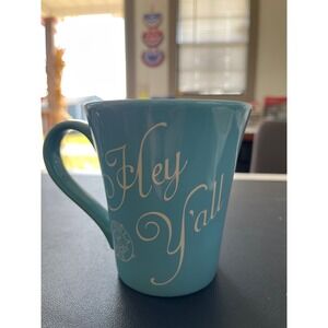 Paula‎ Deen "Hey Yall" Ceramic Coffee Mug Teal Blue